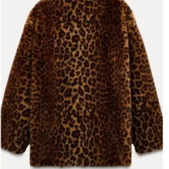 🐆 ZARA Faux Fur Animal Print Coat – Size S – NWT 🔥 - Picture 4 of 4